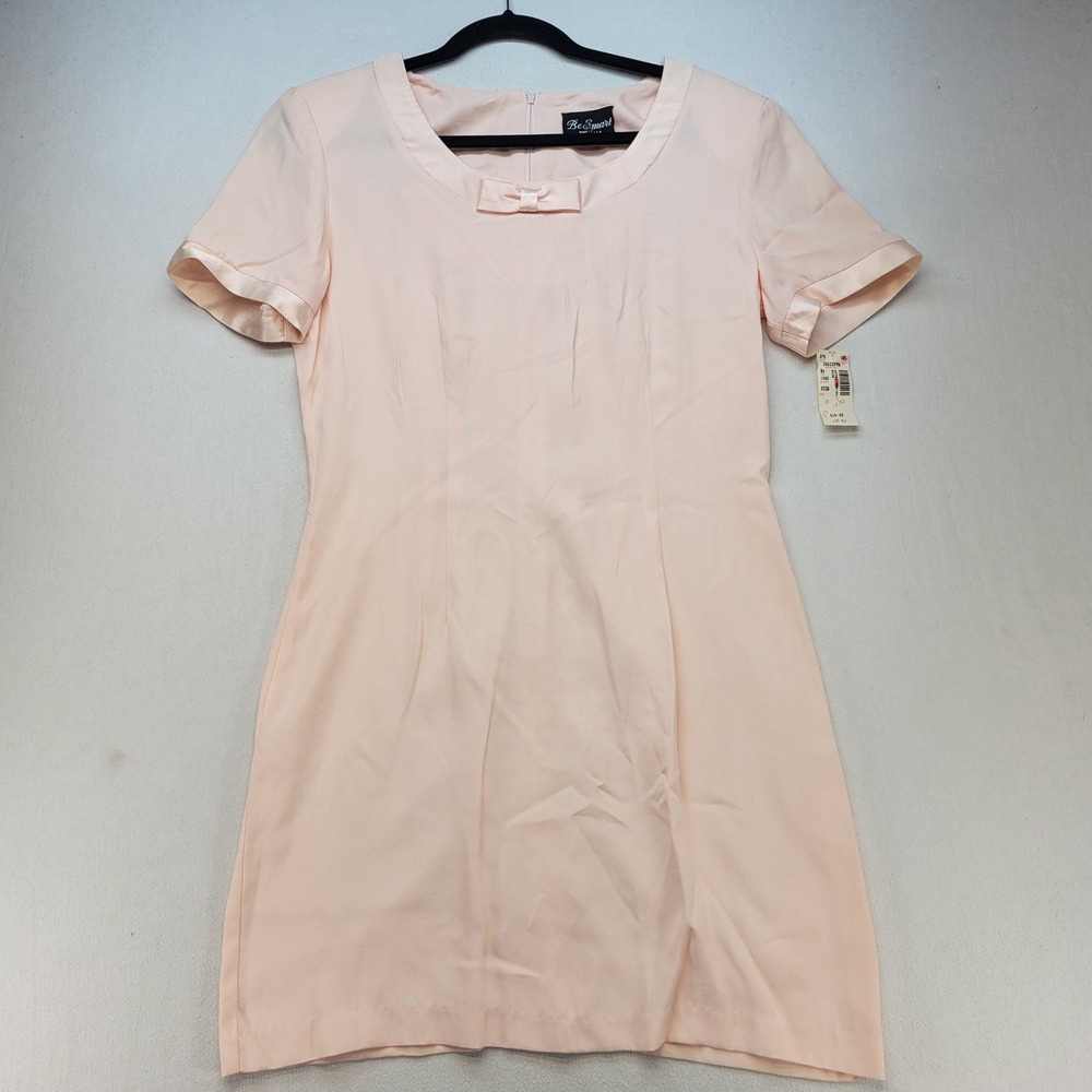 Be Smart Mini Dress Womens 11/12 Peach Vintage 90s Short Sleeve Acetate Rayon